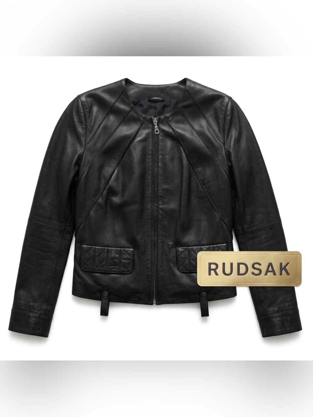 RUDSAK Black Leather Zip-Front Jacket